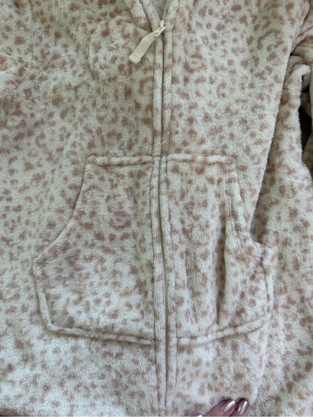 Cat & Jack Cream and Blush Leopard Fuzzy Zip Hoodie